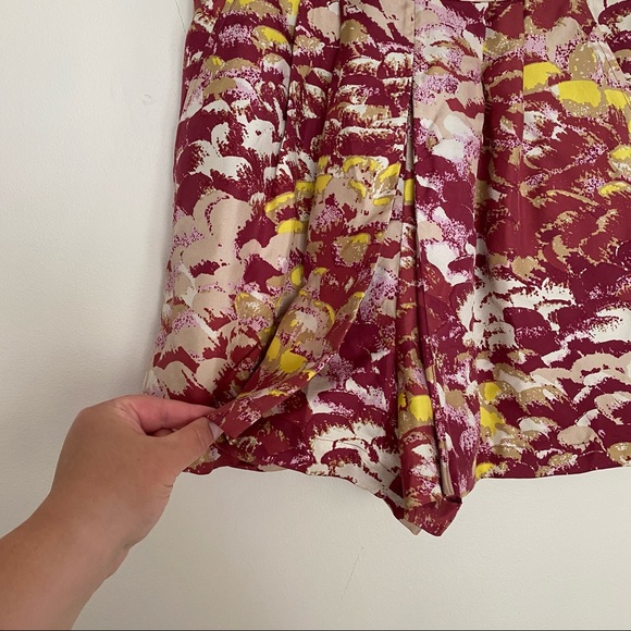 Tibi Silk pink Watercolor colorful shorts skort 6 - Picture 2 of 9